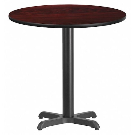 Round Mahogany Laminate Table w/Rnd Base, 30