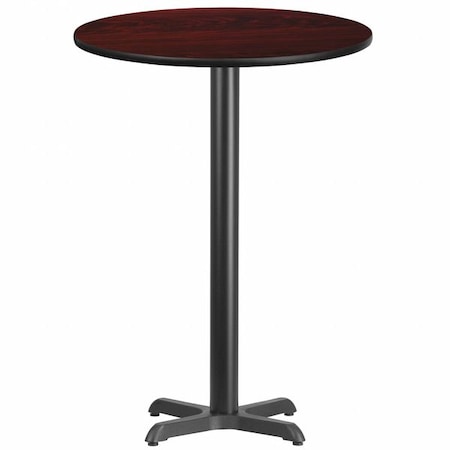 Round Mahogany Laminate Table w/Rnd Base, 30