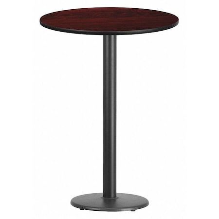 Round Mahogany Laminate Table w/Rnd Base, 30