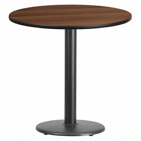 Round Walnut Lmnt Table Top, Round w/Base, 30