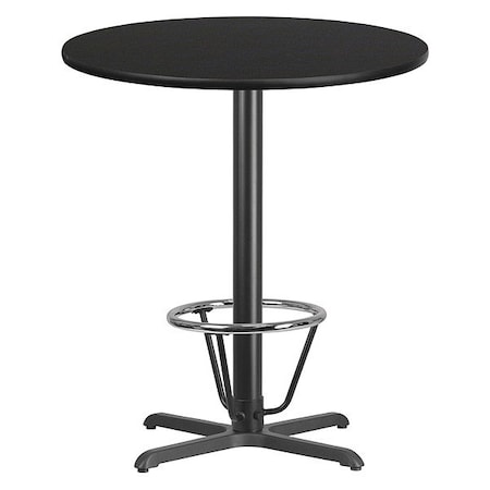 Round Laminate Table, Laminate, Wood Grain MPN:XU-RD-36-BLKTB-T3030B-3CFR-GG