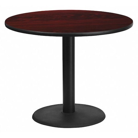 Round Mahogany Laminate Table w/Rnd Base, 36