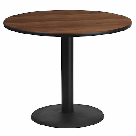 Round Walnut Lmnt Table Top, Round w/Base, 36