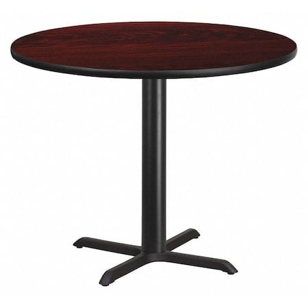 Round Mahogany Laminate Table w/Rnd Base, 42