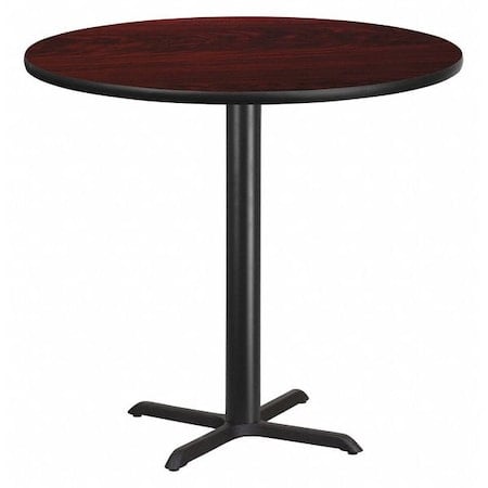 Round Mahogany Laminate Table w/Rnd Base, 42