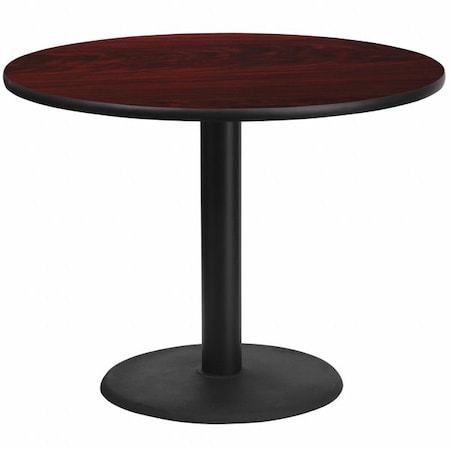 Round Mahogany Laminate Table w/Rnd Base, 42