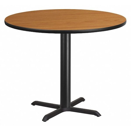 Round Natural Laminate Table, Laminate Top, Wood Grain MPN:XU-RD-42-NATTB-T3333-GG