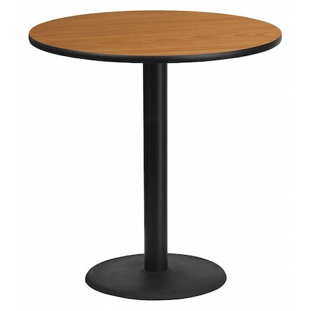 Round Natural Laminate Table, Laminate Top, Wood Grain MPN:XU-RD-42-NATTB-TR24B-GG