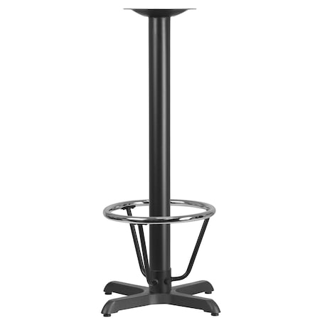 Beverly 22'' x 22'' Restaurant Table X-Base with 3'' Dia. Bar Height Column and Foot Ring MPN:XU-T2222-BAR-3CFR-GG