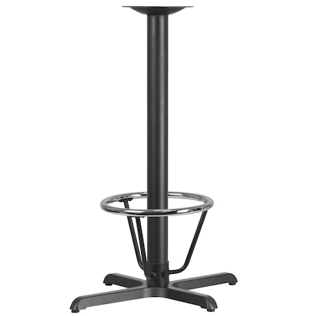 Beverly 23.5'' x 29.5'' Restaurant Table X-Base with 3'' Dia. Bar Height Column and Foot Ring MPN:XU-T2230-BAR-3CFR-GG