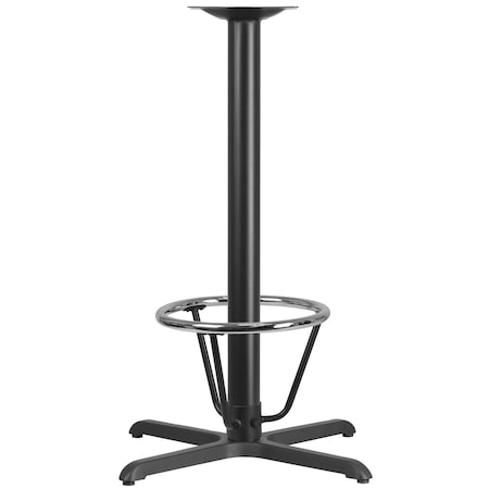 Beverly 30'' x 30'' Restaurant Table X-Base with 3'' Dia. Bar Height Column and Foot Ring MPN:XU-T3030-BAR-3CFR-GG