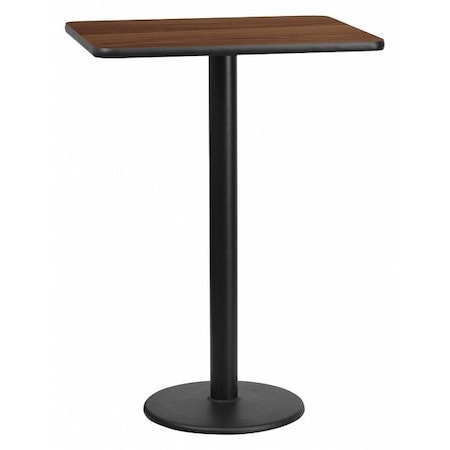 Rectangle Walnut Table, Rctngl w/Round Base, 24