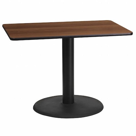 Rectangle Walnut Table, Rctngl w/Round Base, 24