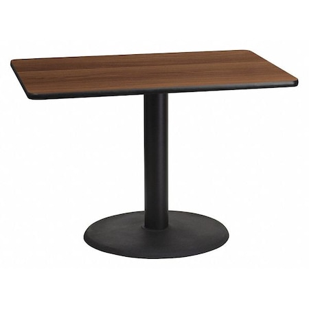 Rectangle Walnut Table, Rctngl w/Round Base, 30