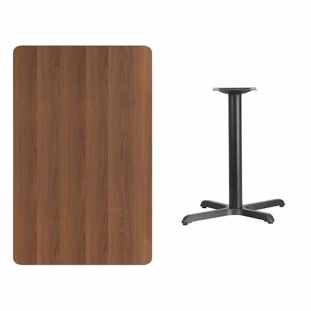 Rectangle Walnut Table, Rctngl w/Round Base, 30