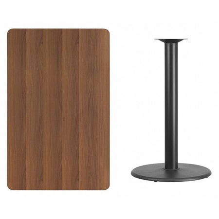 Rectangle Walnut Table, Rctngl w/Round Base, 30