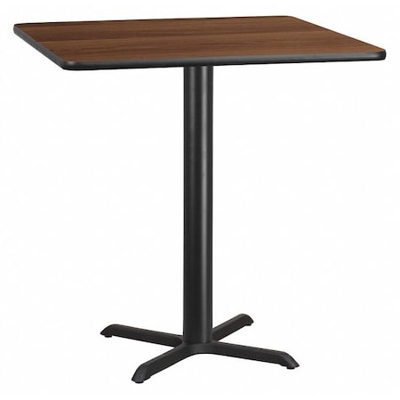 Square Walnut Lam Table, Square w/X-Base, 42