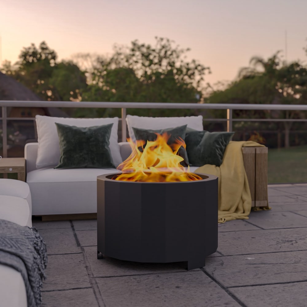 Flash Furniture Titus Commercial Grade Smokeless Outdoor Firepit With Waterproof Cover, 17-3/4inH x 27inW x 27inD, Black MPN:HYB220103PCBK