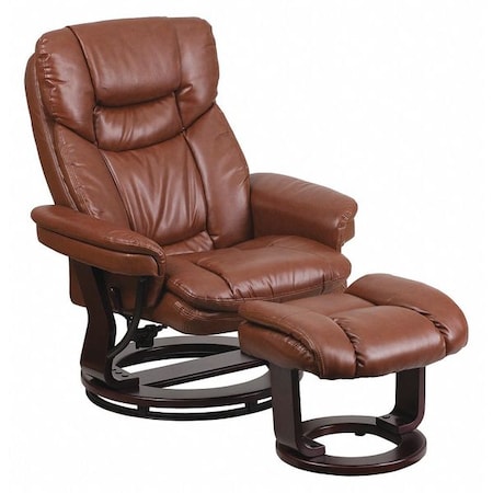 Brown Aged LeatherSoft Recliner & Curved Ottoman MPN:BT-7821-VIN-GG