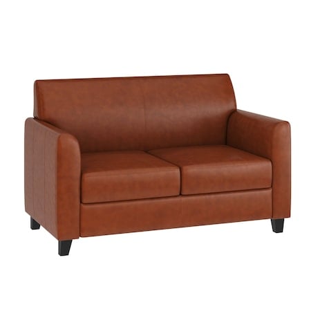 Cognac Leather Loveseat, 29