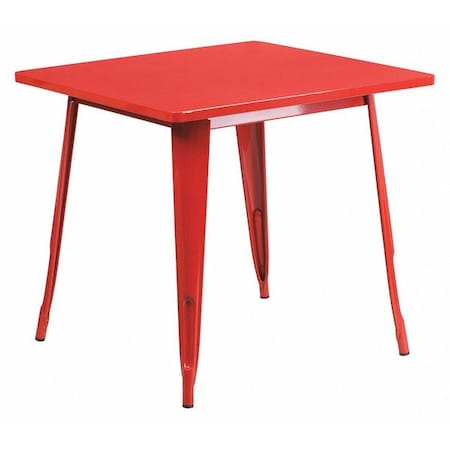 Red Metal Table, 31.5SQ MPN:ET-CT002-1-RED-GG