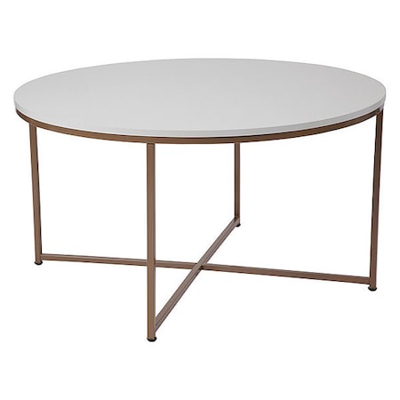 Hampstead Collection Coffee Table - Modern White Finish Accent Table with Crisscross Brushed Gold Frame MPN:NAN-JH-1787CT-GG