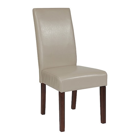Beige LeatherSoft Parsons Chair with Mahogany Legs MPN:QY-A37-9061-BGL-GG