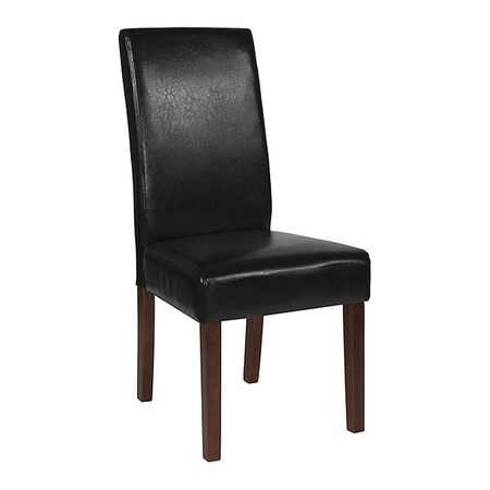 Black LeatherSoft Parsons Chair with Mahogany Legs MPN:QY-A37-9061-BKL-GG
