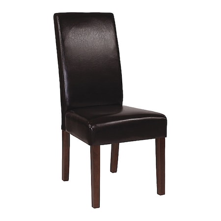 Brown LeatherSoft Parsons Chair with Mahogany Legs MPN:QY-A37-9061-BRNL-GG