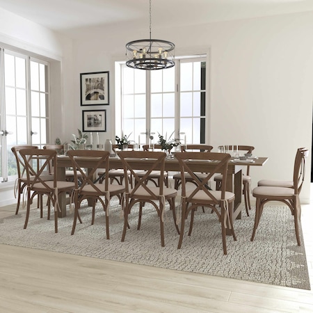 Rectangle Antique Farm Table, Wood, Wood Grain MPN:XA-FARM-16-GG