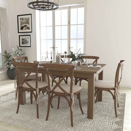 Farm Table, 6 Chair Cushions Set, 60