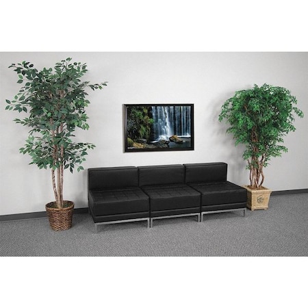 HERCULES Imagination Series Black LeatherSoft Lounge Set with Ganging Clips, 3 Pieces MPN:ZB-IMAG-MIDCH-3-GG