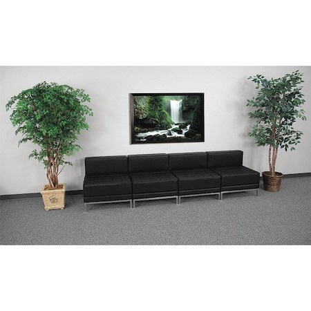 HERCULES Imagination Series Black LeatherSoft Lounge Set with Ganging Clips, 4 Pieces MPN:ZB-IMAG-MIDCH-4-GG