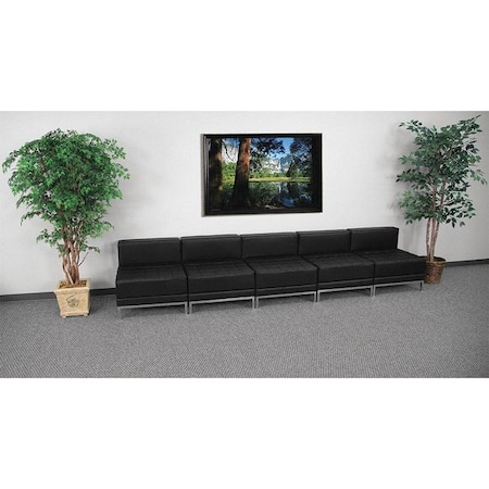 HERCULES Imagination Series Black LeatherSoft Lounge Set with Ganging Clips, 5 Pieces MPN:ZB-IMAG-MIDCH-5-GG