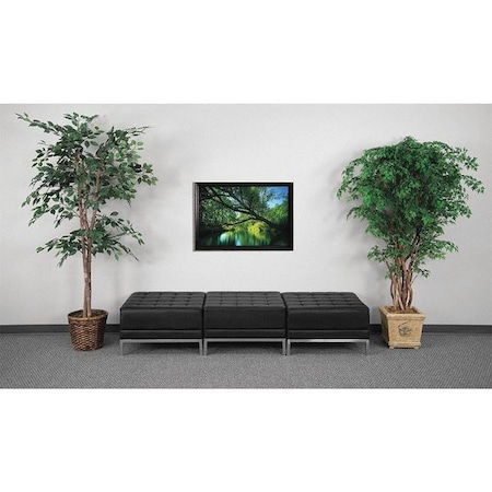 HERCULES Imagination Series Black LeatherSoft Three Seat Bench with Ganging Clips MPN:ZB-IMAG-OTTO-3-GG