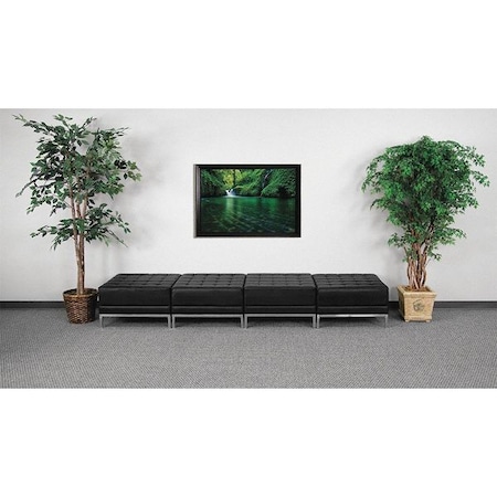 HERCULES Imagination Series Black LeatherSoft Four Seat Bench with Ganging Clips MPN:ZB-IMAG-OTTO-4-GG