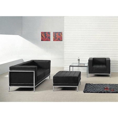 HERCULES Imagination Series Black LeatherSoft Loveseat, Chair & Ottoman Set with Ganging Clips MPN:ZB-IMAG-SET11-GG