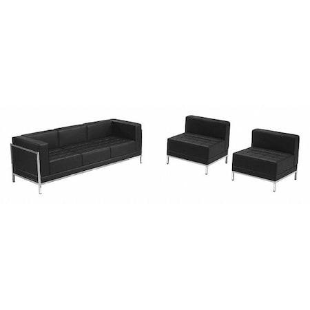 HERCULES Imagination Series Black LeatherSoft Sofa & Chair Set with Ganging Clips MPN:ZB-IMAG-SET13-GG