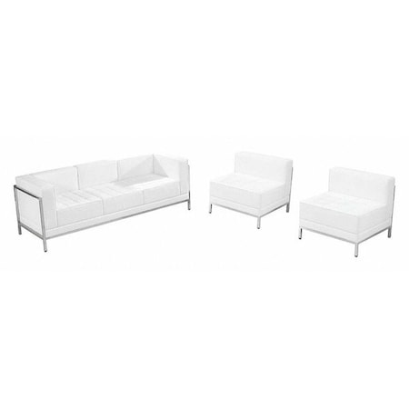 HERCULES Imagination Series Melrose White LeatherSoft Sofa & Chair Set with Ganging Clips MPN:ZB-IMAG-SET13-WH-GG