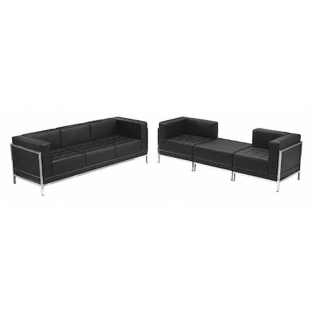 HERCULES Imagination Series Black LeatherSoft Sofa & Lounge Chair Set with Ganging Clips, 4 Pieces MPN:ZB-IMAG-SET15-GG