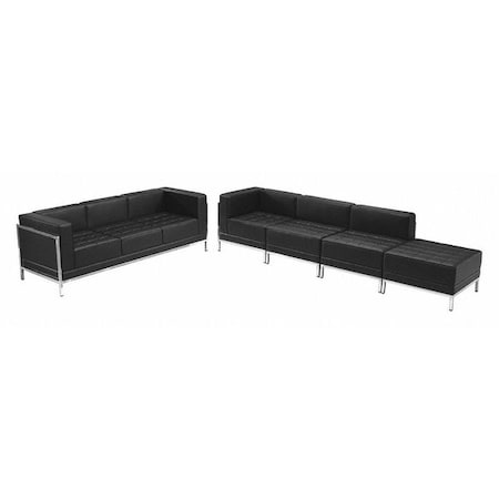 HERCULES Imagination Series Black LeatherSoft Sofa & Lounge Chair Set with Ganging Clips, 5 Pieces MPN:ZB-IMAG-SET16-GG