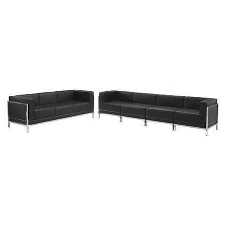 HERCULES Imagination Series Black LeatherSoft Sofa Set with Ganging Clips, 5 Pieces MPN:ZB-IMAG-SET17-GG