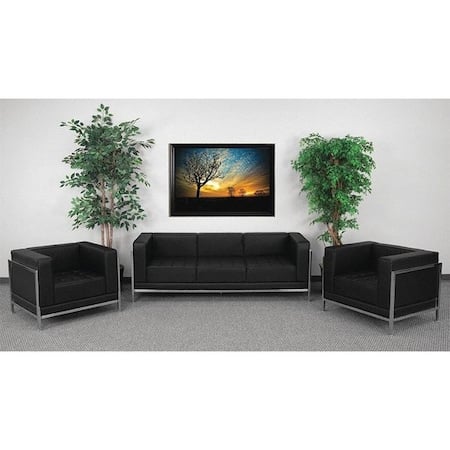 HERCULES Imagination Series Black LeatherSoft Sofa & Chair Set with Ganging Clips MPN:ZB-IMAG-SET3-GG