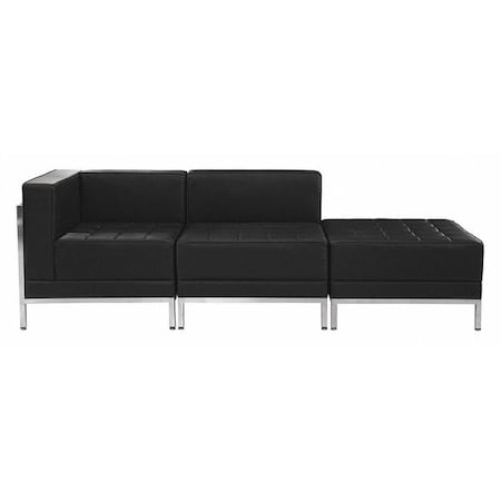 HERCULES Imagination Series Black LeatherSoft 3 Piece Chair & Ottoman Set with Ganging Clips MPN:ZB-IMAG-SET6-GG