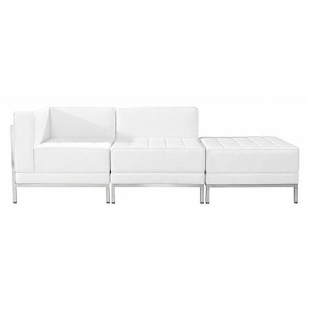 HERCULES Imagination Series Melrose White LeatherSoft 3 Piece Chair & Ottoman Set with Ganging Clips MPN:ZB-IMAG-SET6-WH-GG