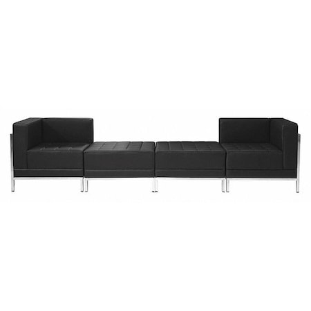 HERCULES Imagination Series Black LeatherSoft 4 Piece Chair & Ottoman Set with Ganging Clips MPN:ZB-IMAG-SET7-GG