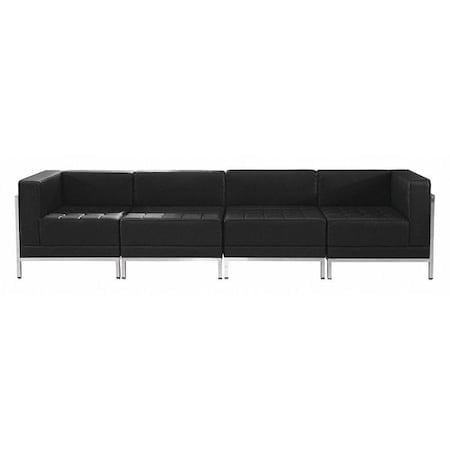 HERCULES Imagination Series Black LeatherSoft 4 Piece Lounge Set with Ganging Clips MPN:ZB-IMAG-SET8-GG