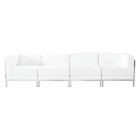 HERCULES Imagination Series Melrose White LeatherSoft 4 Piece Lounge Set with Ganging Clips MPN:ZB-IMAG-SET8-WH-GG