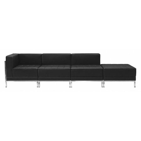 HERCULES Imagination Series Black LeatherSoft 4 Piece Chair & Ottoman Set with Ganging Clips MPN:ZB-IMAG-SET9-GG