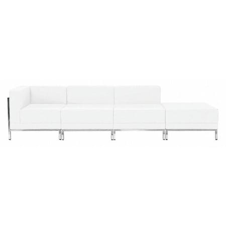 HERCULES Imagination Series Melrose White LeatherSoft 4 Piece Chair & Ottoman Set with Ganging Clips MPN:ZB-IMAG-SET9-WH-GG
